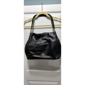 Coach Hallie black refined pebble leather shoulder bag F80268